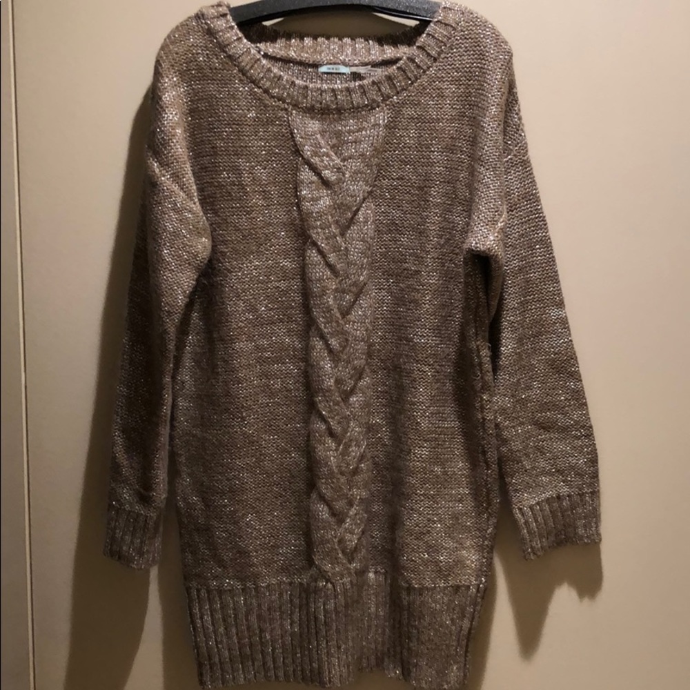 Urban Outfitters Tan and Silver Long Sweater
